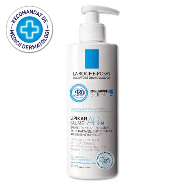 Balsam reparator si calmant cu tripla actiune La Roche-Posay Lipikar Baume AP+M, pentru pielea cu tendinta atopica si alergica, potrivit pentru bebelusi, copii si adulti, 400 ml