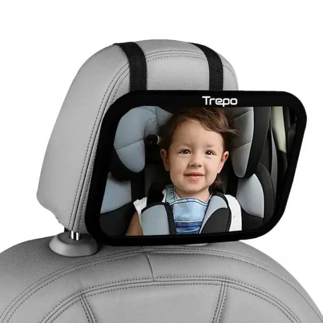 Oglinda retrovizoare auto supraveghere bebelus Trepo, Rotativa 360 grade, 30x19 cm, Negru