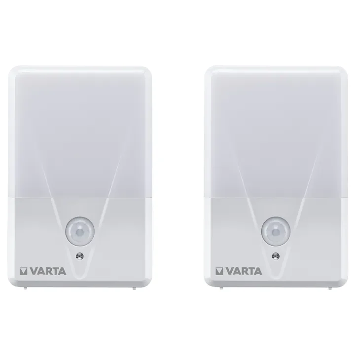 Pachet 2 Lampi de veghe Varta, cu senzor de miscare, 17 lm, lumina calda, fara baterii