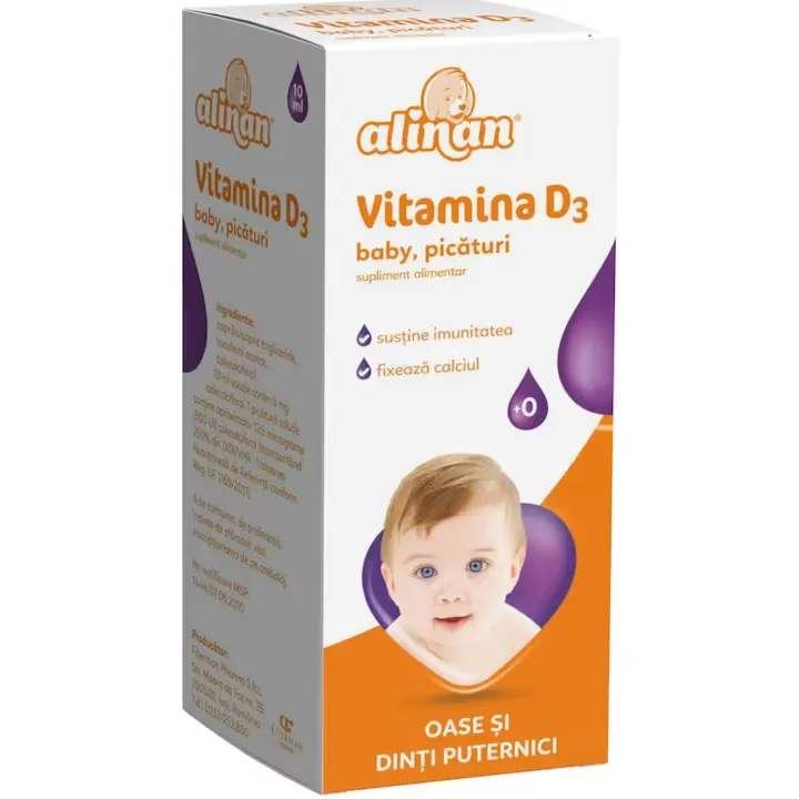 Vitamina D3 picaturi Alinan, 10 ml, Fiterman