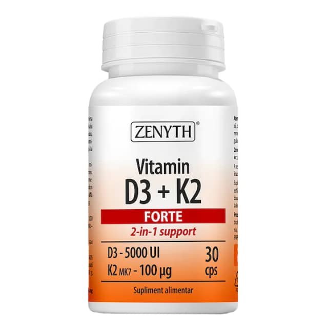 Supliment alimentar Vitamin D3 + K2 Forte, Zenyth, 30 capsule