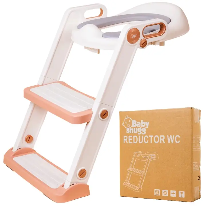 Reductor wc copii cu scarita pliabil BabySnugg, Alb