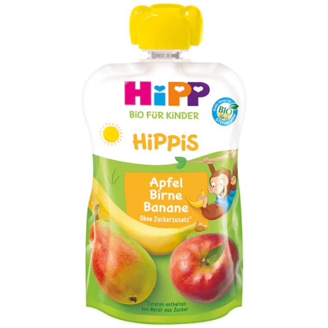 Piure de fructe Hipp, mar, para si banana, 100g, de la 1 an